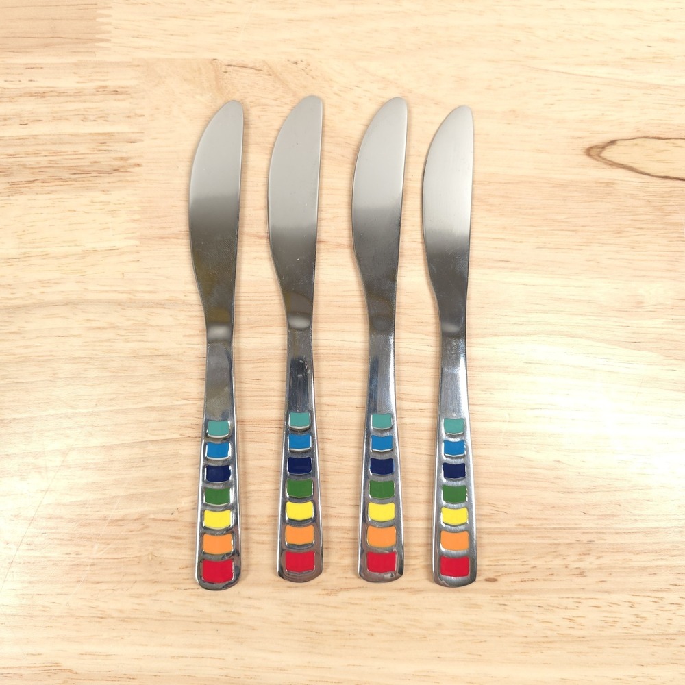 FIESTA Fiestaware 4 Appetizer Knife Cocktail Set Celebration Masquerade Rainbow